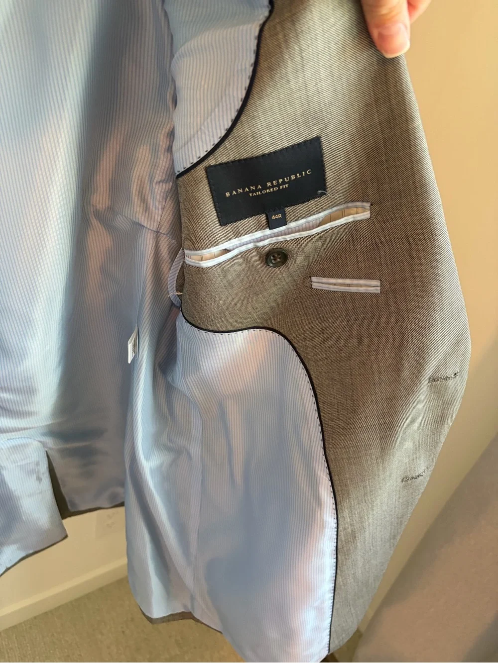 Banana Republic Light Gray Wool Sport Coat Blazer 44R Tailored Fit